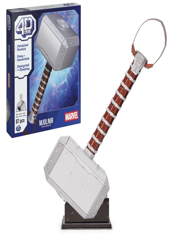 4D Build, Marvel Mjolnir Thor Hammer 3D Puzzle Model Kit with Stand 87 Pcs | Thor Desk Decor | Building Toys | 3D Puzzles for Adults & Teens 12+ - Image 1